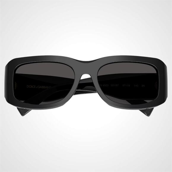 New Dolce & Gabbana Sunglasses Black Rectangle Square Gold Gray Lens New - Picture 4 of 6